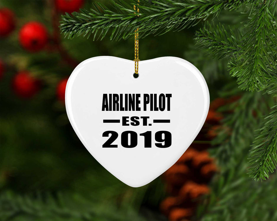 Airline Pilot Established EST. 2019 - Heart Ornament