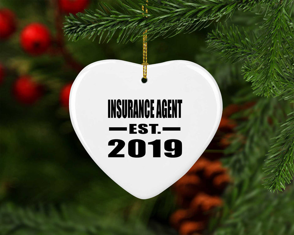 Insurance Agent Established EST. 2019 - Heart Ornament