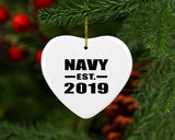 Navy Established EST. 2019 - Heart Ornament