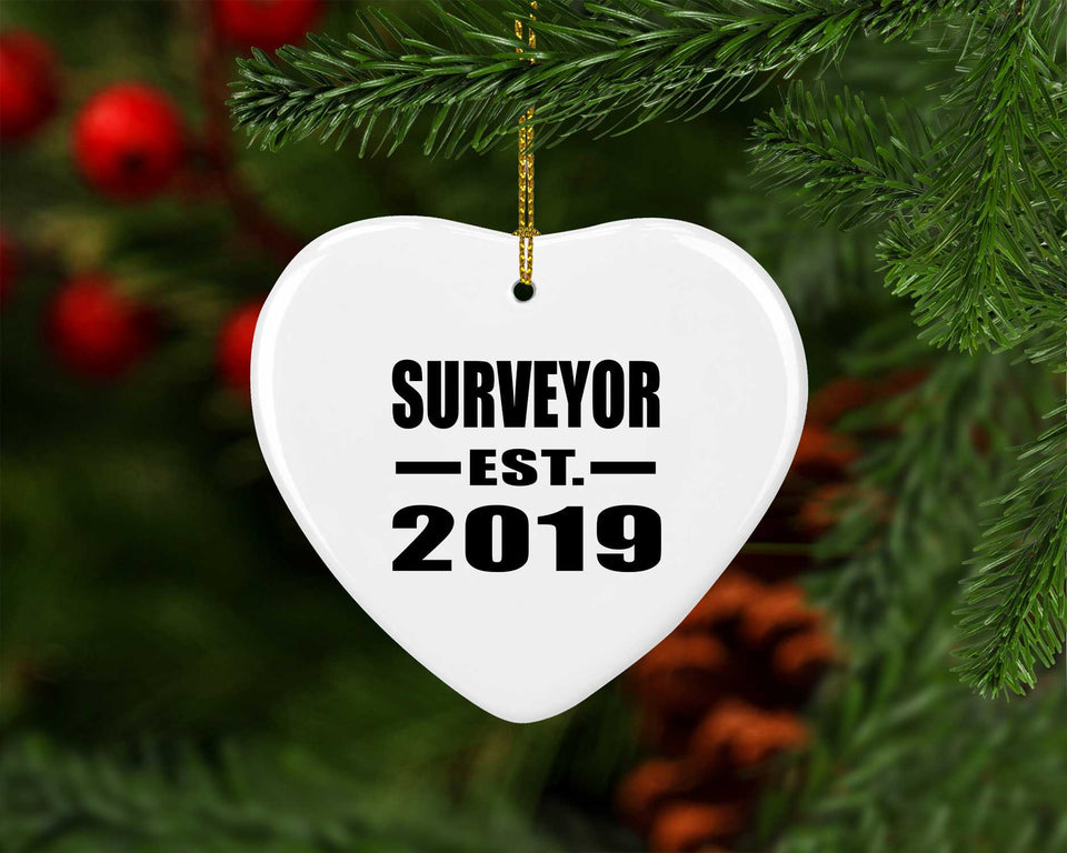 Surveyor Established EST. 2019 - Heart Ornament