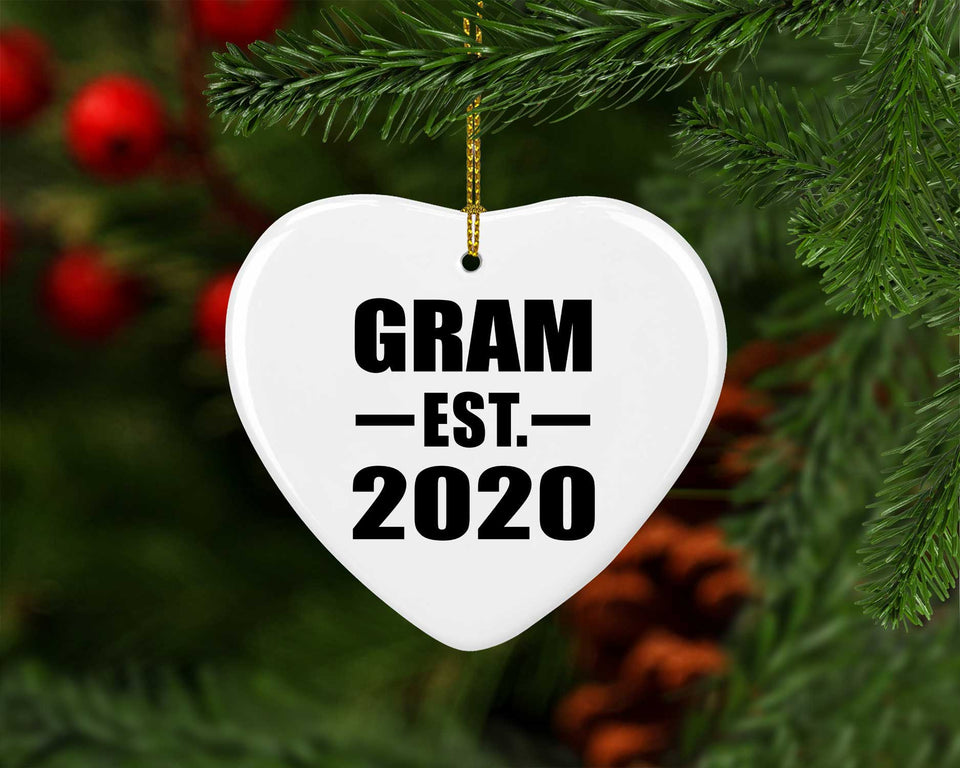 Gram Established EST. 2020 - Heart Ornament