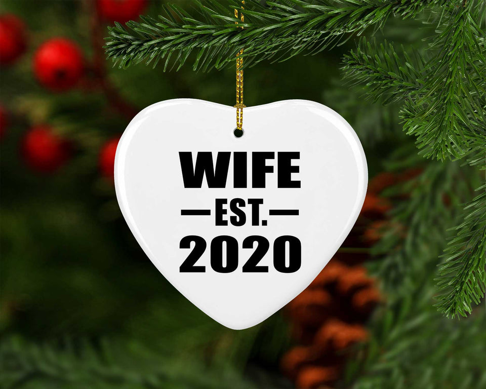 Wife Established EST. 2020 - Heart Ornament