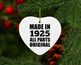 99th Birthday Made in 1925 All Parts Original - Heart Ornament