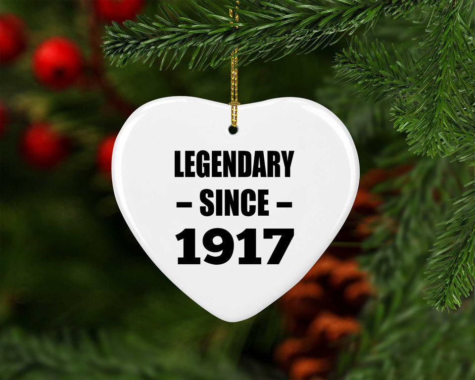 107th Birthday Legendary Since 1917 - Heart Ornament