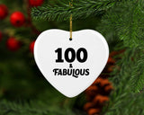 100th Birthday 100 & Fabulous - Heart Ornament