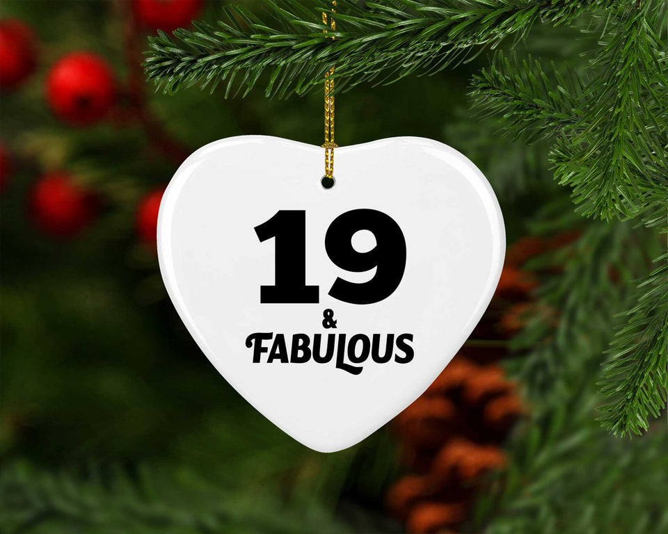 19th Birthday 19 & Fabulous - Heart Ornament