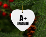 A+ Librarian - Heart Ornament