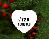 27th Birthday Square Root of 729 Years Old - Heart Ornament