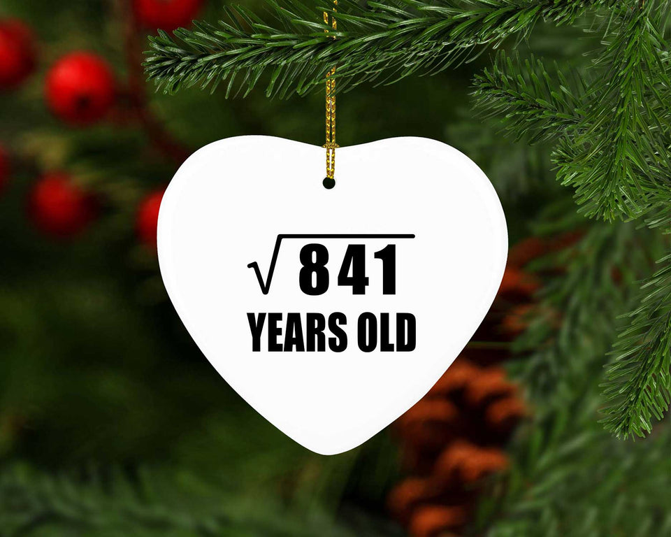 29th Birthday Square Root of 841 Years Old - Heart Ornament