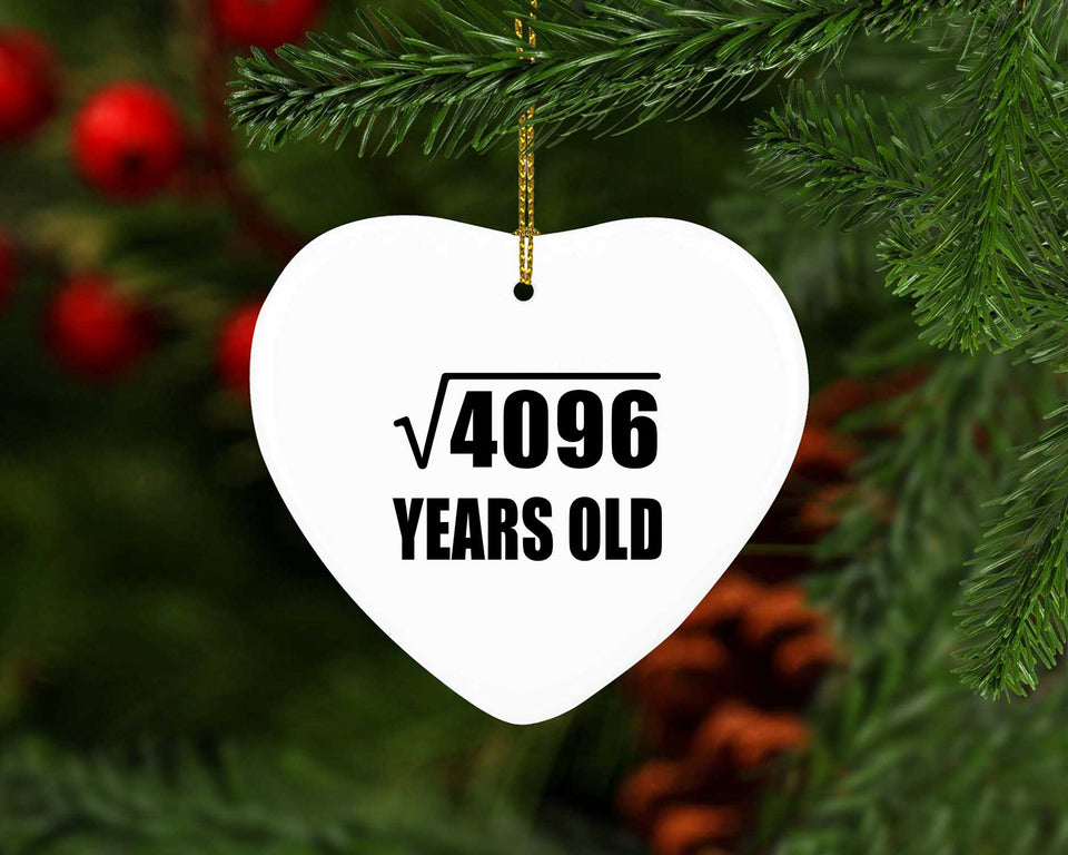 64th Birthday Square Root of 4096 Years Old - Heart Ornament
