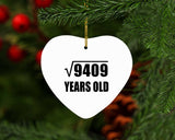 97th Birthday Square Root of 9409 Years Old - Heart Ornament