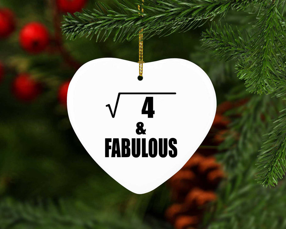 2nd Birthday Square Root of 4 & Fabulous - Heart Ornament