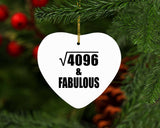 64th Birthday Square Root of 4096 & Fabulous - Heart Ornament