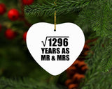 36th Anniversary Square Root of 1296 Years As Mr & Mrs - Heart Ornament