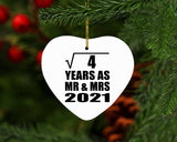 2nd Anniversary Square Root of 4 Years As Mr & Mrs 2021 - Heart Ornament