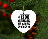 36th Anniversary Square Root of 1296 Years As Mr & Mrs 2021 - Heart Ornament