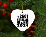 51st Anniversary Square Root of 2601 Years As Mr & Mrs 2024 - Heart Ornament
