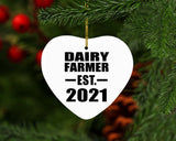 Dairy Farmer Established EST. 2021 - Heart Ornament