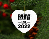 Dairy Farmer Established EST. 2022 - Heart Ornament