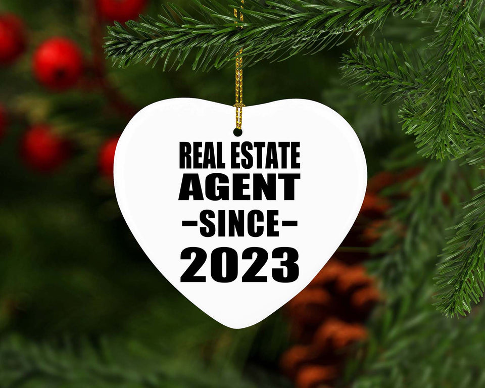 Real Estate Agent Since 2023 - Heart Ornament