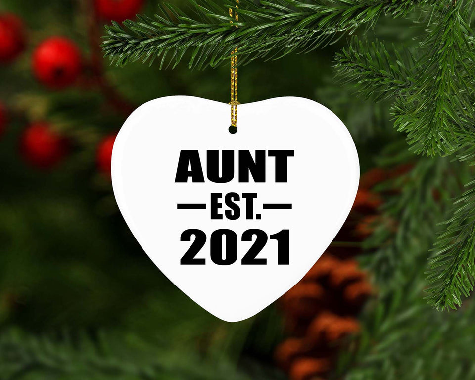 Aunt Established EST. 2021 - Heart Ornament