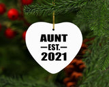 Aunt Established EST. 2021 - Heart Ornament