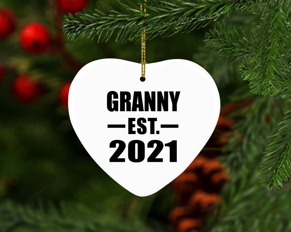 Granny Established EST. 2021 - Heart Ornament