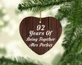 92nd Anniversary 92 Years Of Being Mrs Perfect - Heart Ornament D