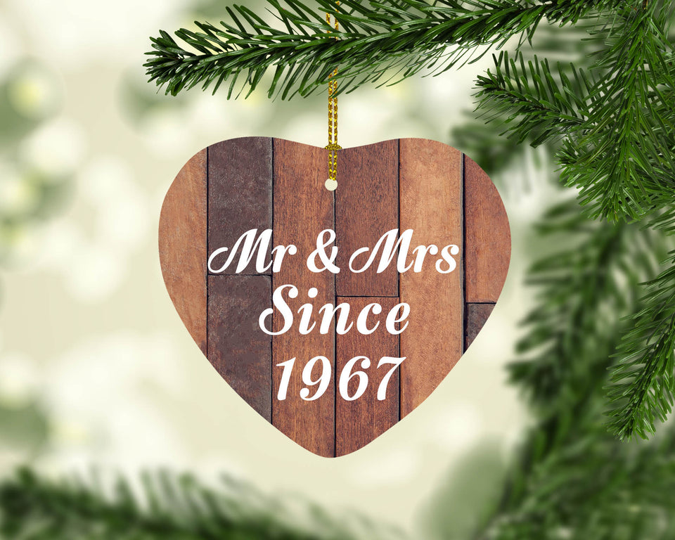 57th Anniversary Mr & Mrs Since 1967 - Heart Ornament E
