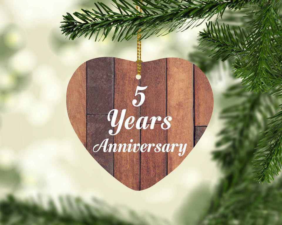 5th Anniversary 5 Years Anniversary - Heart Ornament E
