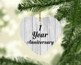 1st Anniversary 1 Year Anniversary - Heart Ornament F
