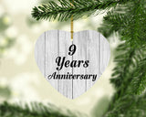9th Anniversary 9 Years Anniversary - Heart Ornament F