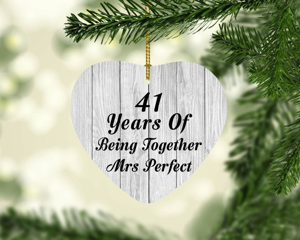 41st Anniversary 41 Years Of Being Mrs Perfect - Heart Ornament F