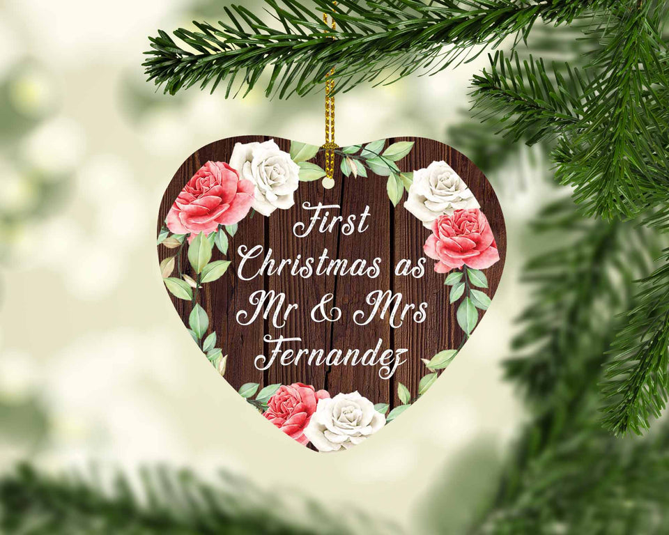 First Christmas As Mr & Mrs Fernandez - Heart Ornament A