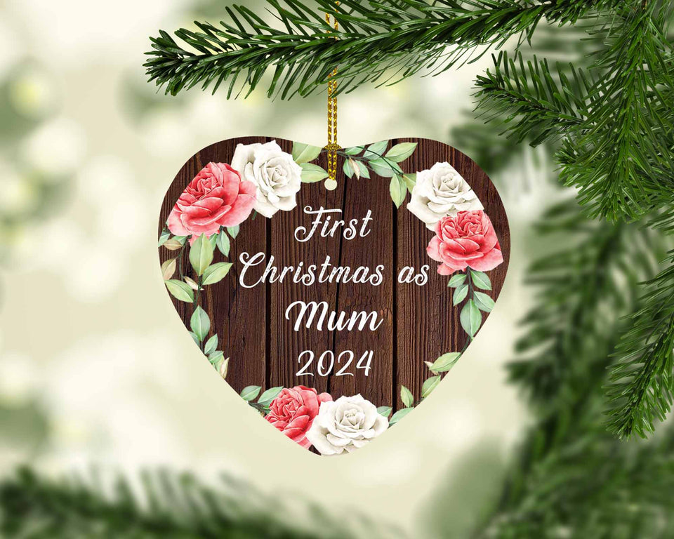 First Christmas As Mum 2024 - Heart Ornament A