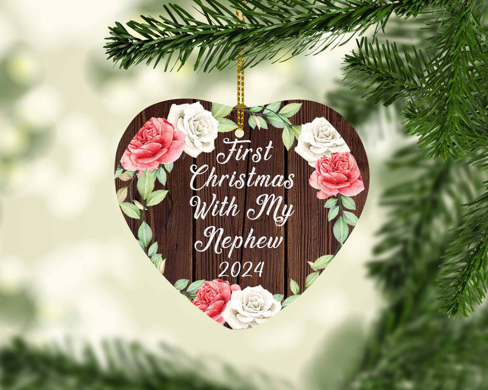 First Christmas With My Nephew 2024 - Heart Ornament A