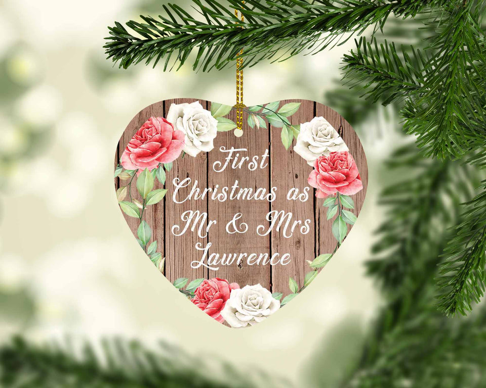 First Christmas As Mr & Mrs Lawrence - Heart Ornament B