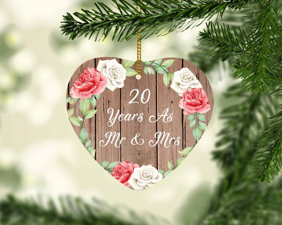 20th Anniversary 20 Years As Mr & Mrs - Heart Ornament B