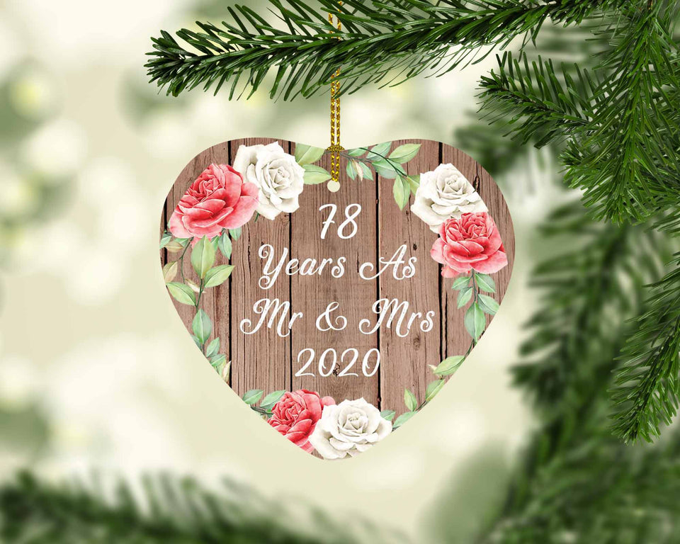 78th Anniversary 78 Years As Mr & Mrs 2020 - Heart Ornament B