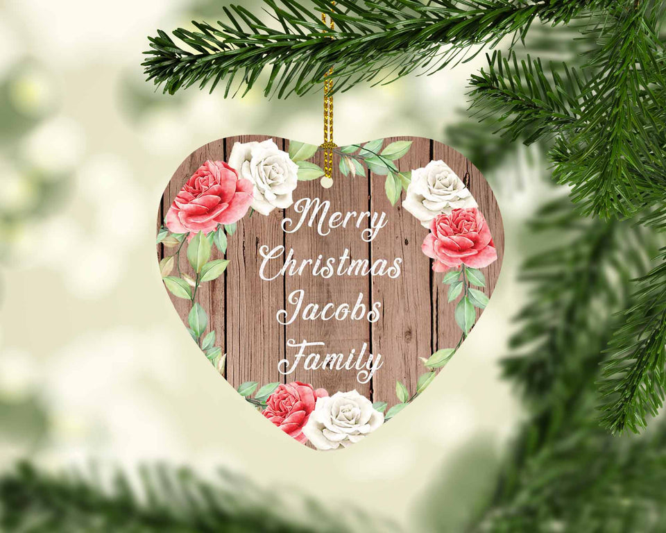 Merry Christmas Jacobs Family - Heart Ornament B