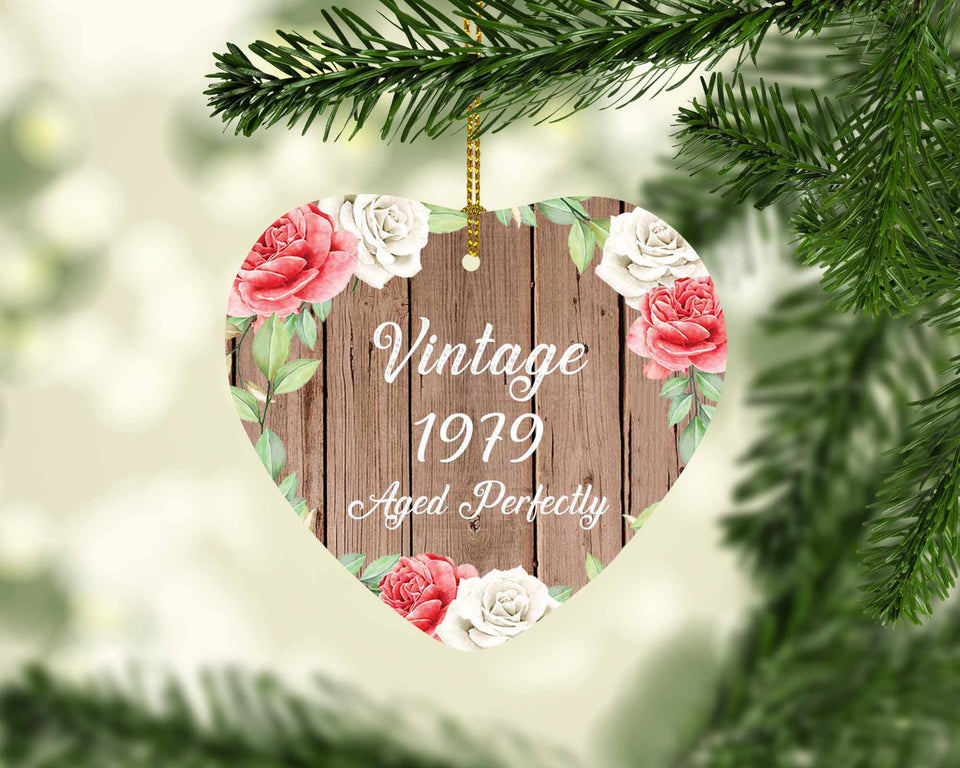45th Birthday Vintage 1979 Aged Perfectly - Heart Ornament B