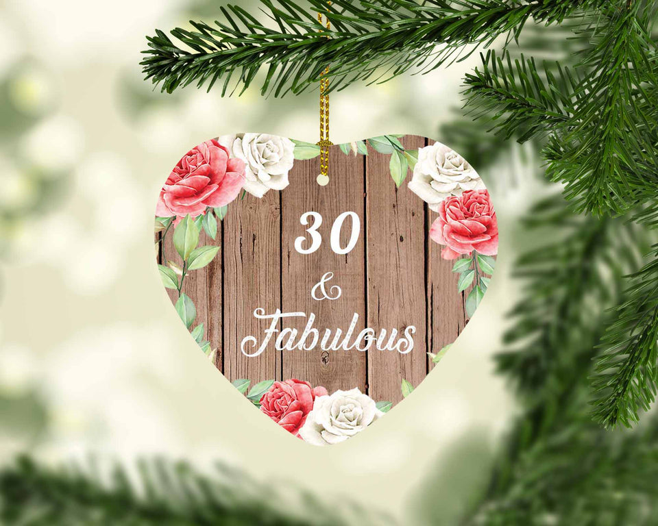 30th Birthday 30 & Fabulous - Heart Ornament B