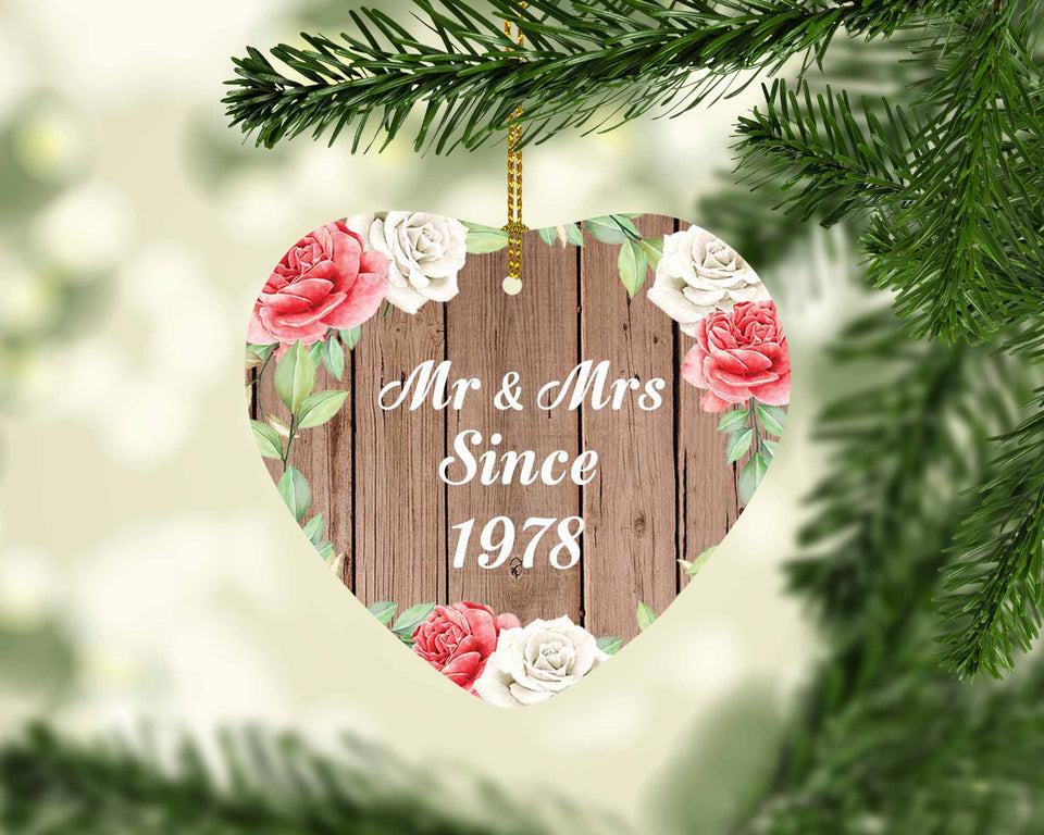 46th Anniversary Mr & Mrs Since 1978 - Heart Ornament B