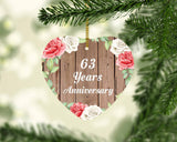 63rd Anniversary 63 Years Anniversary - Heart Ornament B