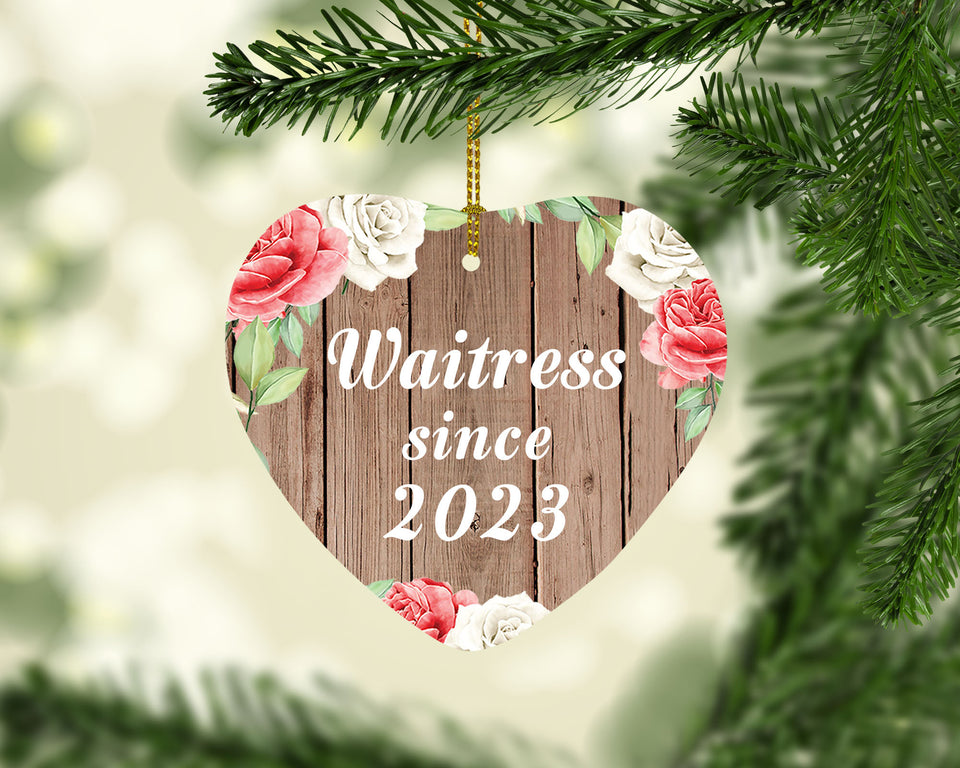 Waitress Since 2023 - Heart Ornament B
