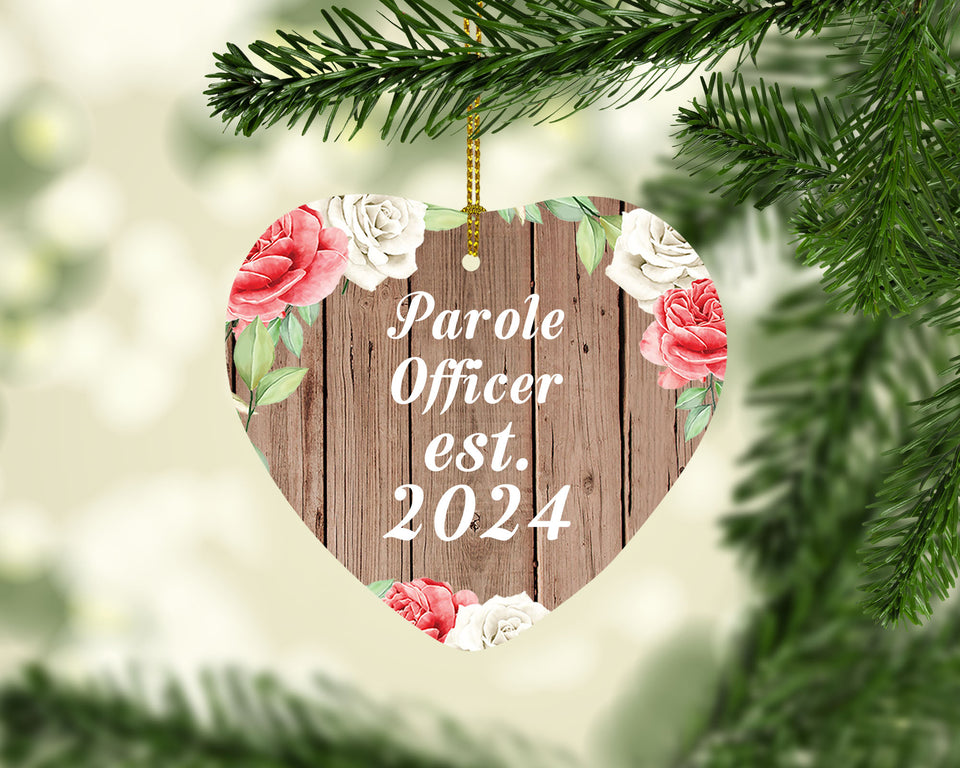 Parole Officer Established Est. 2024 - Heart Ornament B