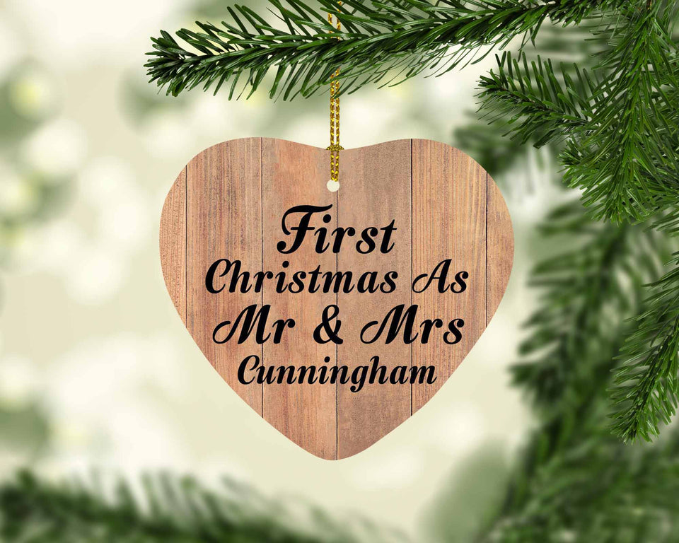 First Christmas As Mr & Mrs Cunningham - Heart Ornament C