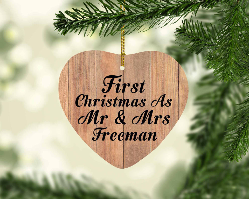 First Christmas As Mr & Mrs Freeman - Heart Ornament C