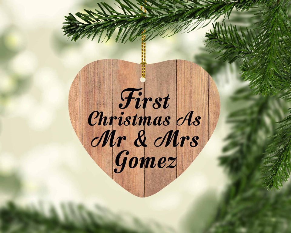 First Christmas As Mr & Mrs Gomez - Heart Ornament C