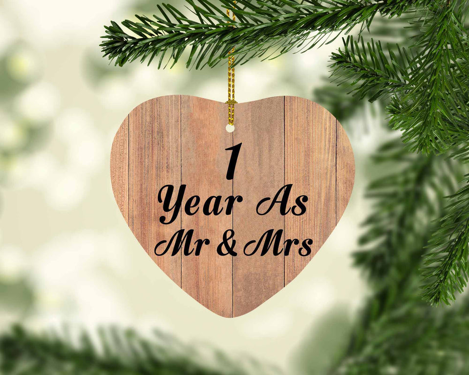 1 Year As Mr & Mrs - Heart Ornament C